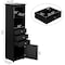 Basicwise Tall Freestanding Linen Tower, Bathroom Cabinet with 2 Open shelves, 3 Drawers, and a Closet, Black QI004611.BK - alternate 5